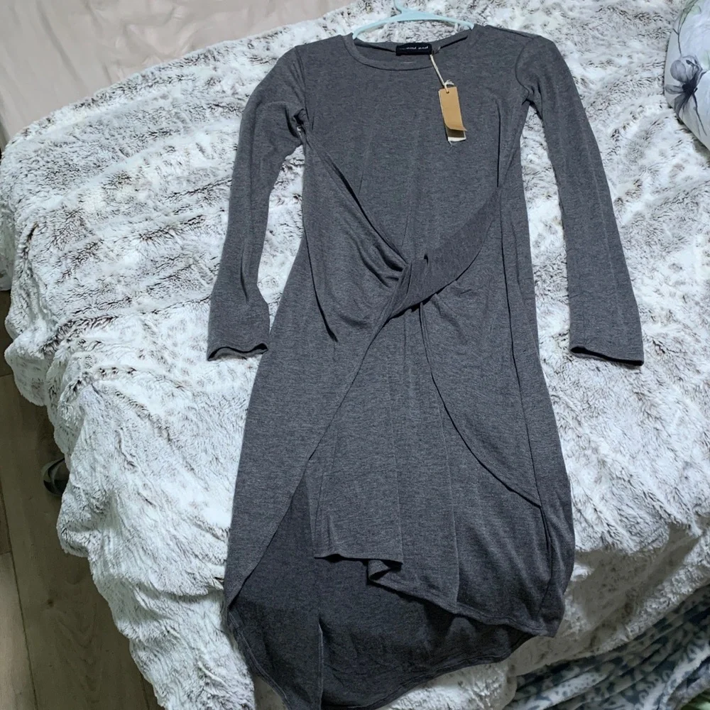 Mustard Seed Charcoal Long Sleeve Dress - Picture 1 of 3
